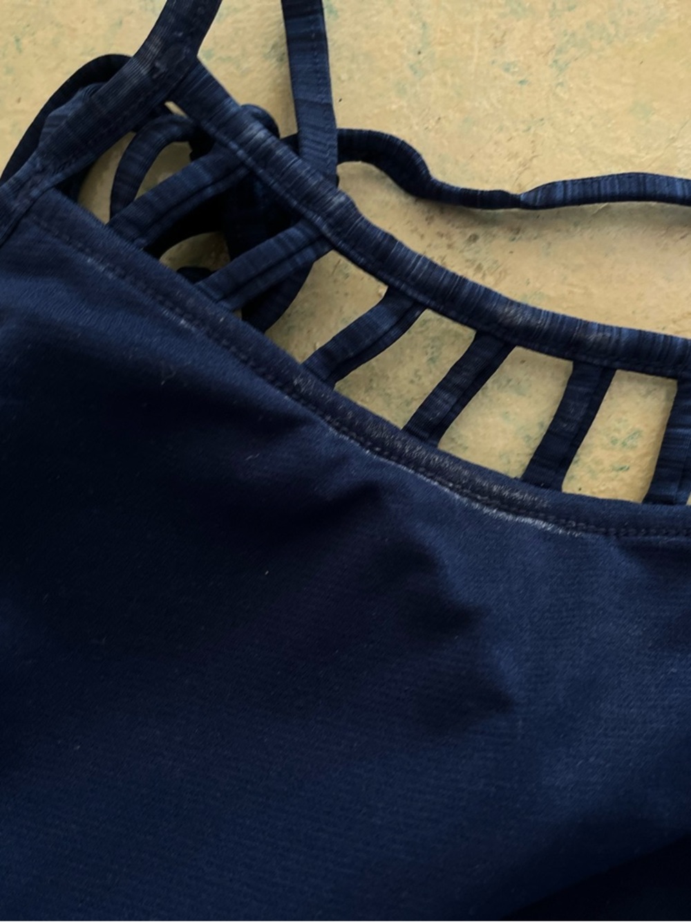 Mossimo tankini swim top size large dark blue removable pads side “bones” - Picture 5 of 7